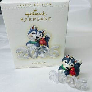 Hallmark Keepsake Christmas Ornament 2006 Cool Decade #7 Husky Dog & Cardinal